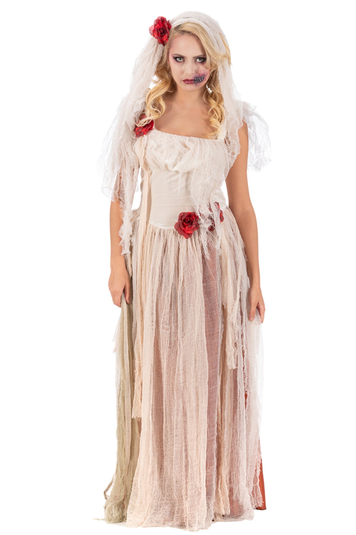 das-kost-mland-cristina-geisterbraut-kost-m-damen-creme-rot-schleier image 1