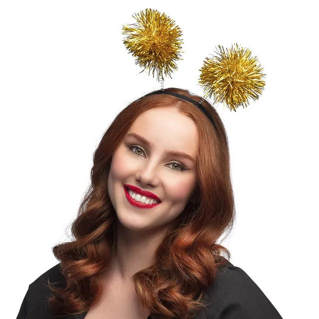 das-kost-mland-glitzer-pompons-haarreif-gold-party image 1