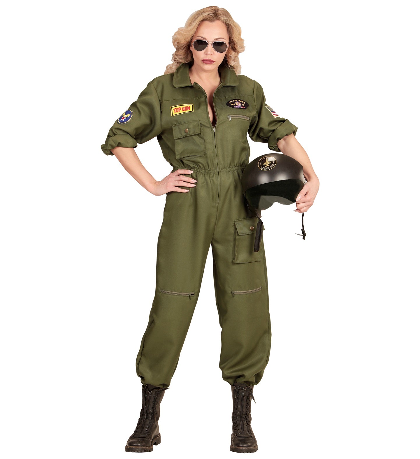 das-kost-mland-kampfjet-pilotin-damenkost-m-overall-gr-n-gr-m image 2