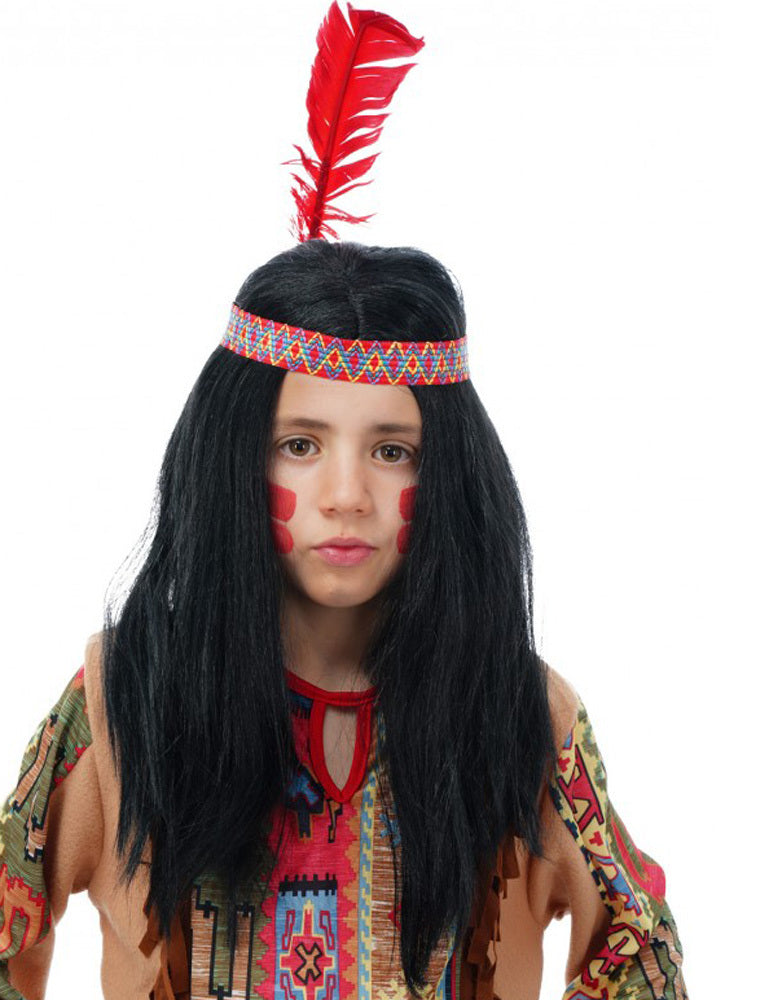 indianer-per-cke-kinder-schwarz-mit-stirnband-feder image 1