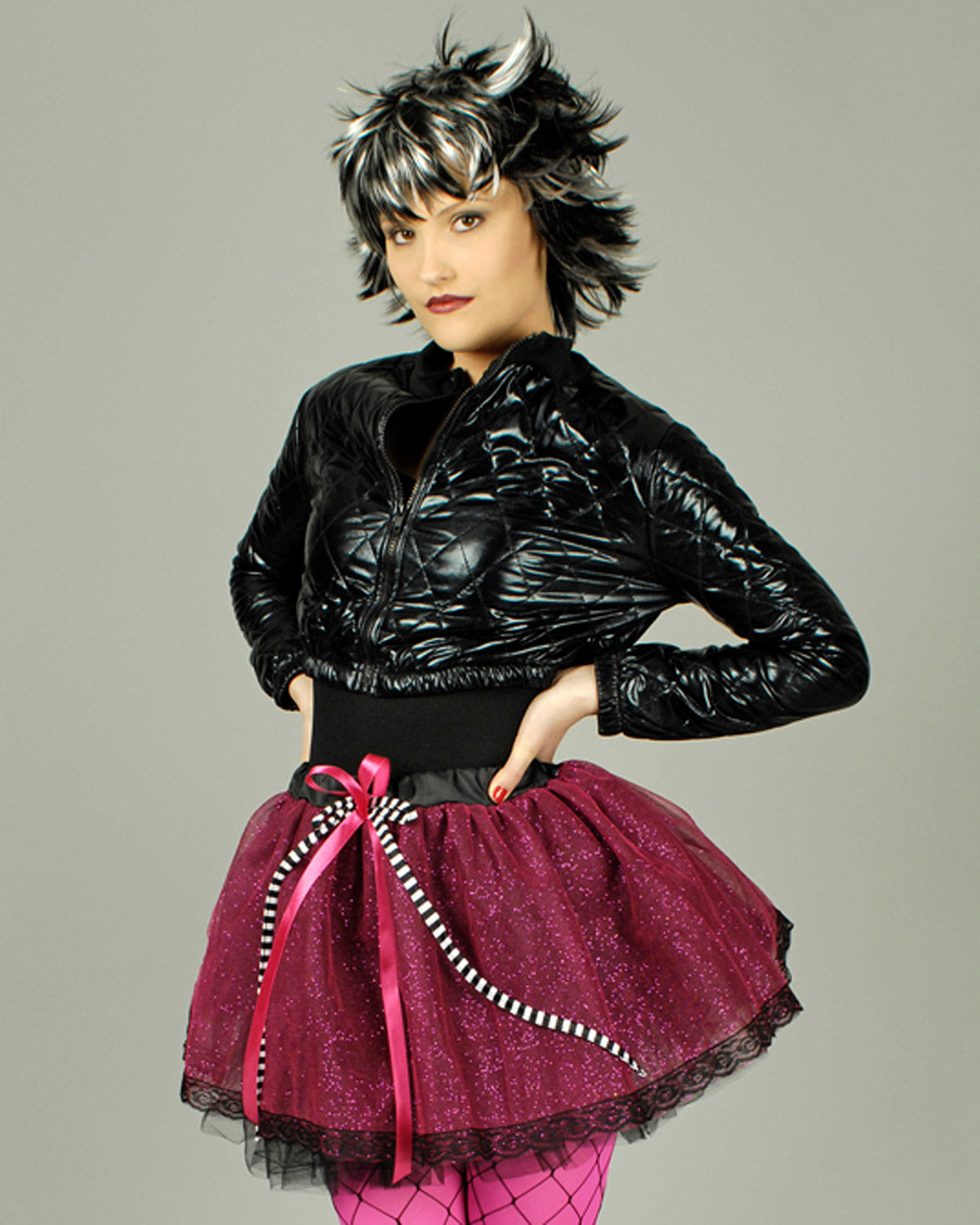 das-kost-mland-tutu-annabelle-petticoat-rock-pink-schwarz-glitzer image 2