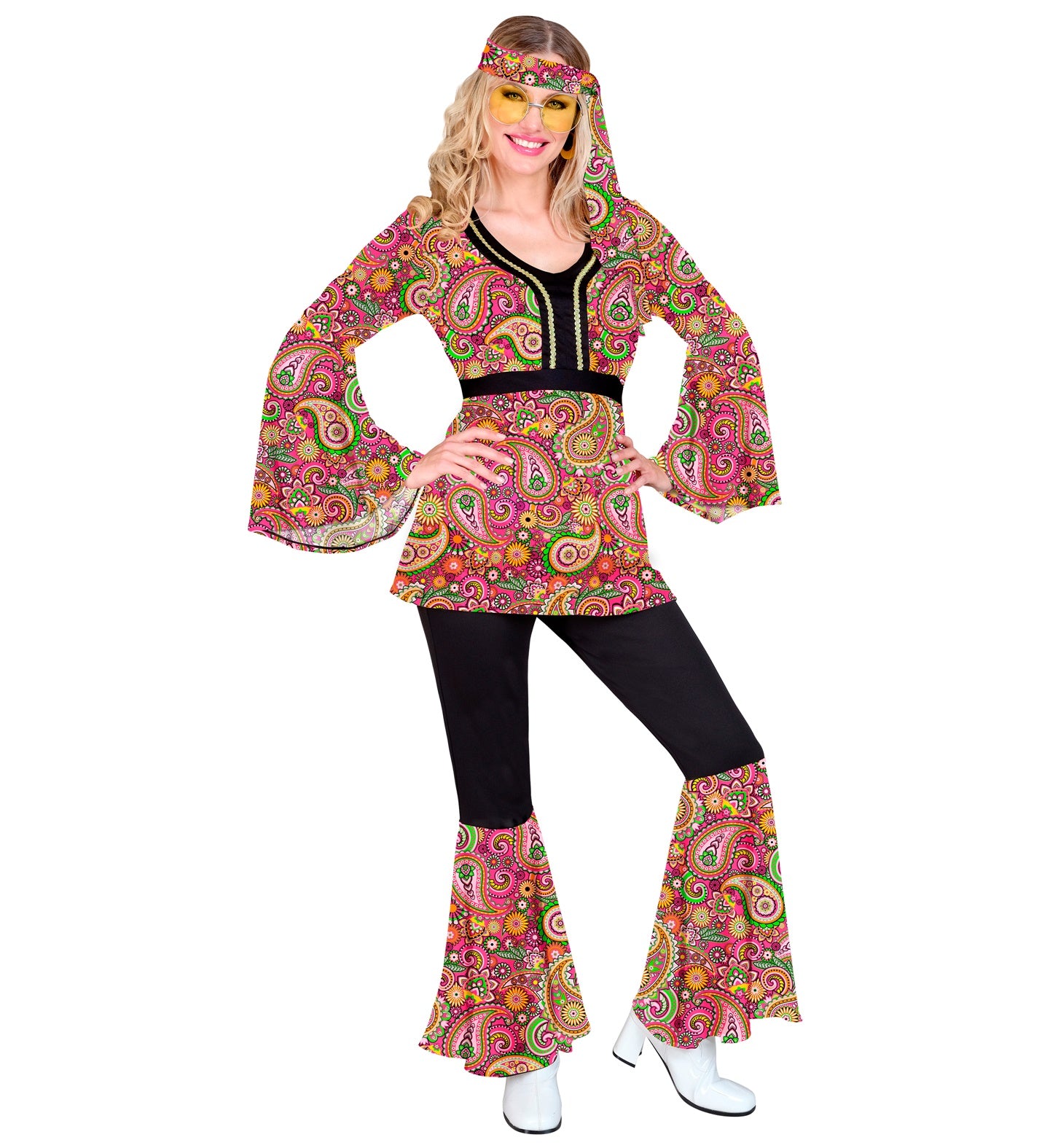 das-kost-mland-damen-hippie-kost-m-paisley-bunt-mit-stirnband image 1