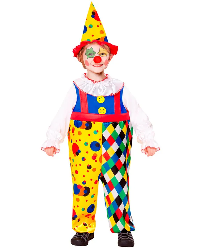 das-kost-mland-clown-kinderkost-m-overall-mit-hut-gr-116-bunt image 1