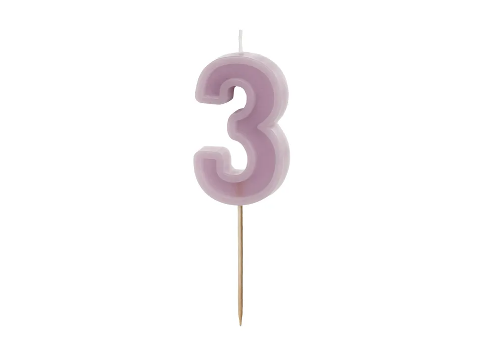 das-kost-mland-zahlenkerze-3-tortenkerze-lila-6-cm image 1