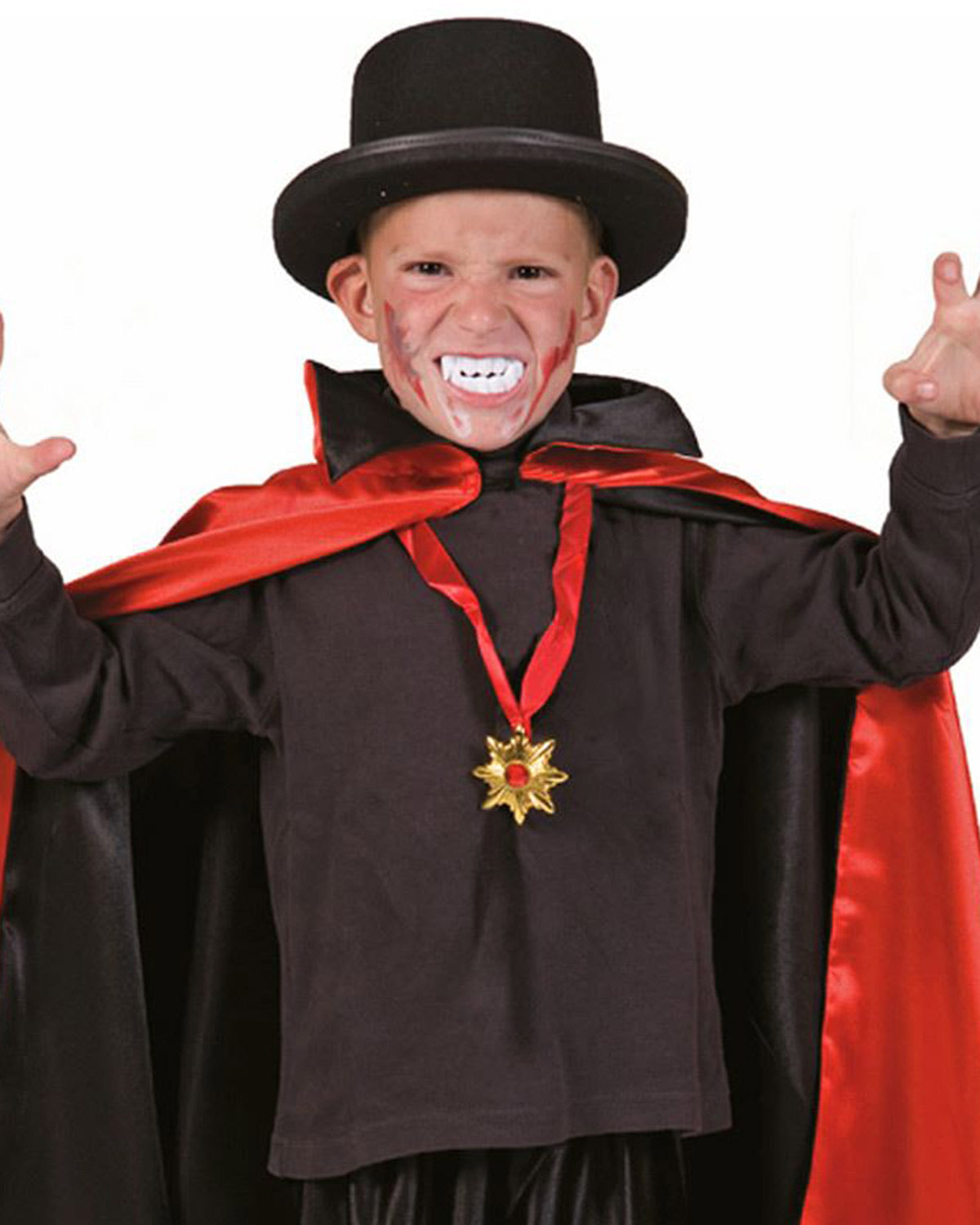 das-kost-mland-accessoires-vampir-umhang-kinder-rot-schwarz-satin image 2