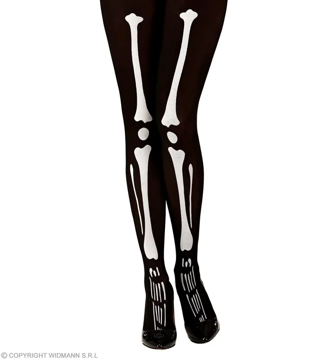 das-kost-mland-skelett-strumpfhose-damen-40-den-schwarz-wei-xl image 1