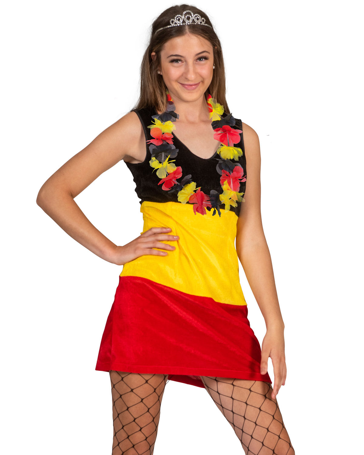 das-kost-mland-accessoires-lei-blumenkette-schwarz-rot-gelb-fan image 2