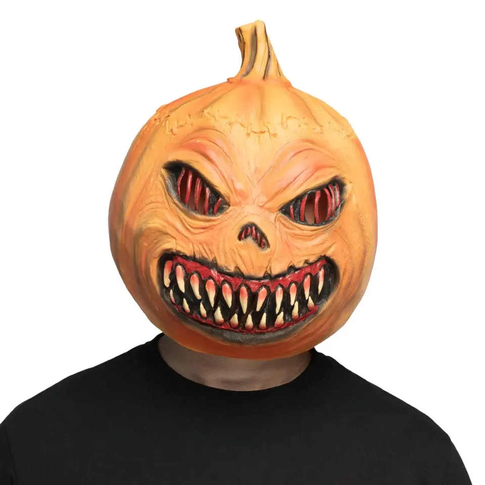 das-kost-mland-pumpkin-monster-latexmaske-orange-halloween image 1