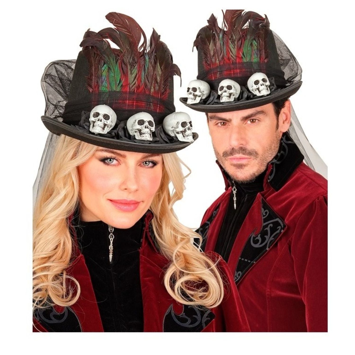 das-kost-mland-voodoo-zylinder-totenkopf-hut-schwarz image 3