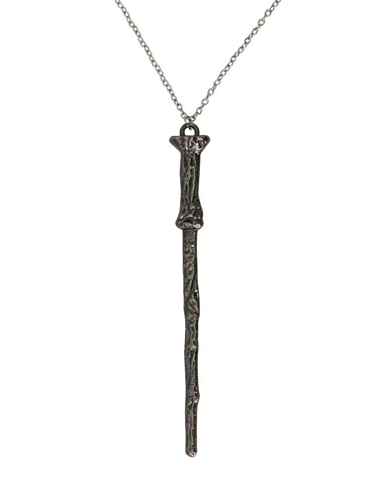 das-kost-mland-accessoires-zauberstab-halskette-silber-hexe-magier image 1