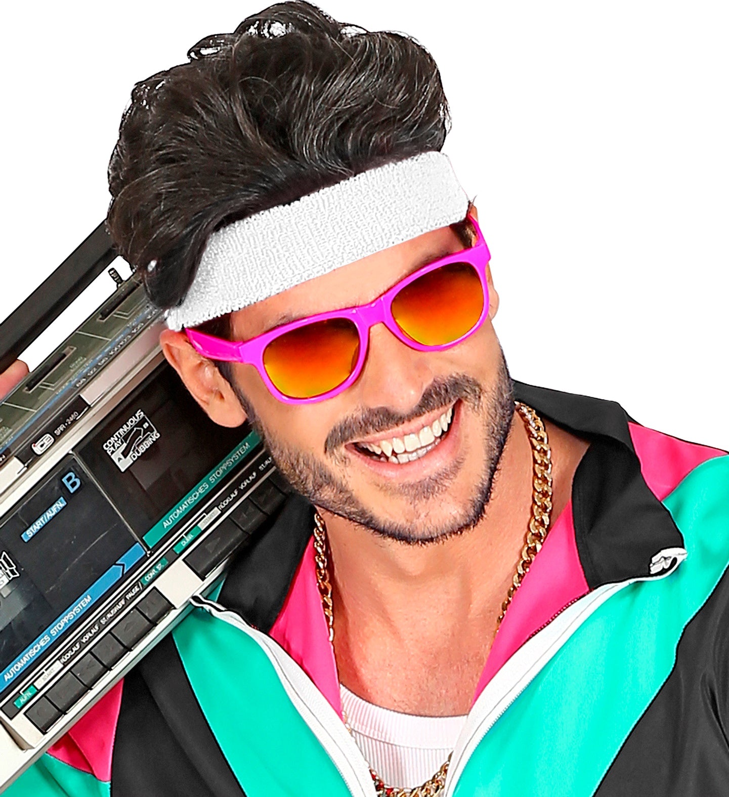 das-kost-mland-accessoires-80er-brille-revo-neon-pink-partybrille image 2