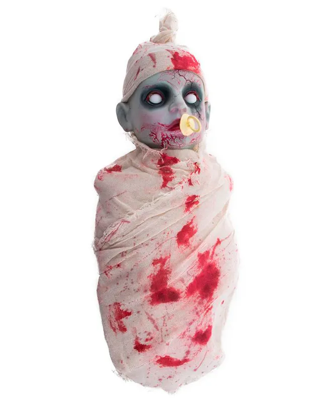 das-kost-mland-dekorationen-weinendes-zombie-puppe-50-cm-horrorpuppe-mit-sound image 1