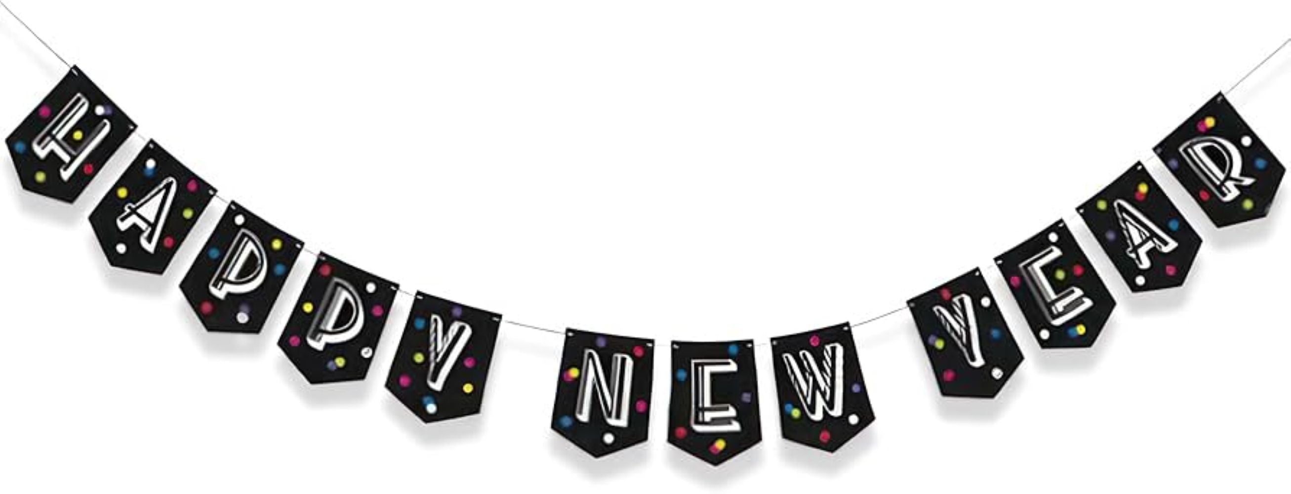 das-kost-mland-wimpelkette-neon-dots-happy-new-year-213cm image 1