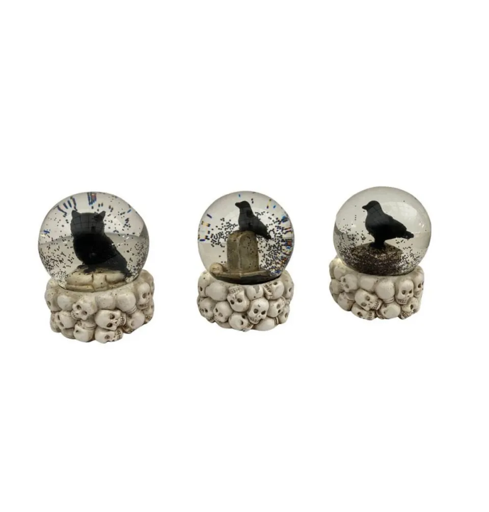halloween-schneekugel-rabe-eule-7x9cm-totenkopf image 1