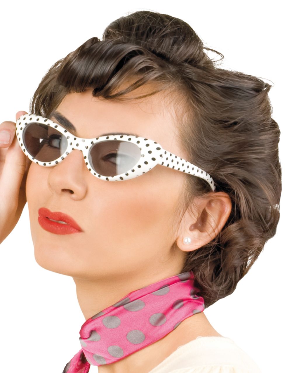 das-kost-mland-cat-eye-brille-sandy-partybrille-wei-schwarz-punkte image 2