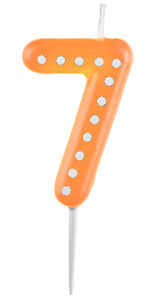 das-kost-mland-zahlenkerze-7-geburtstagskerze-orange-mit-punkten-6-5-cm image 1