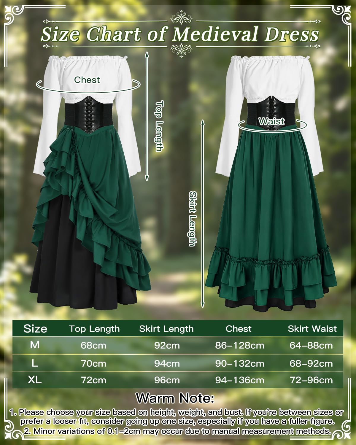 heitoyi-mittelalter-kost-m-damen-gr-n-xl-mit-g-rtel image 5