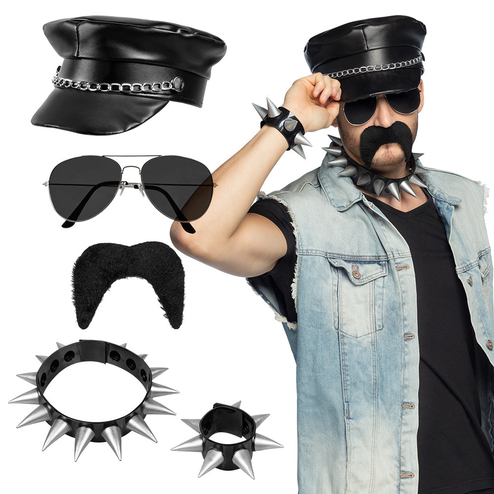 das-kost-mland-herren-kost-m-set-rocker-5-tlg-biker-verkleidung image 1