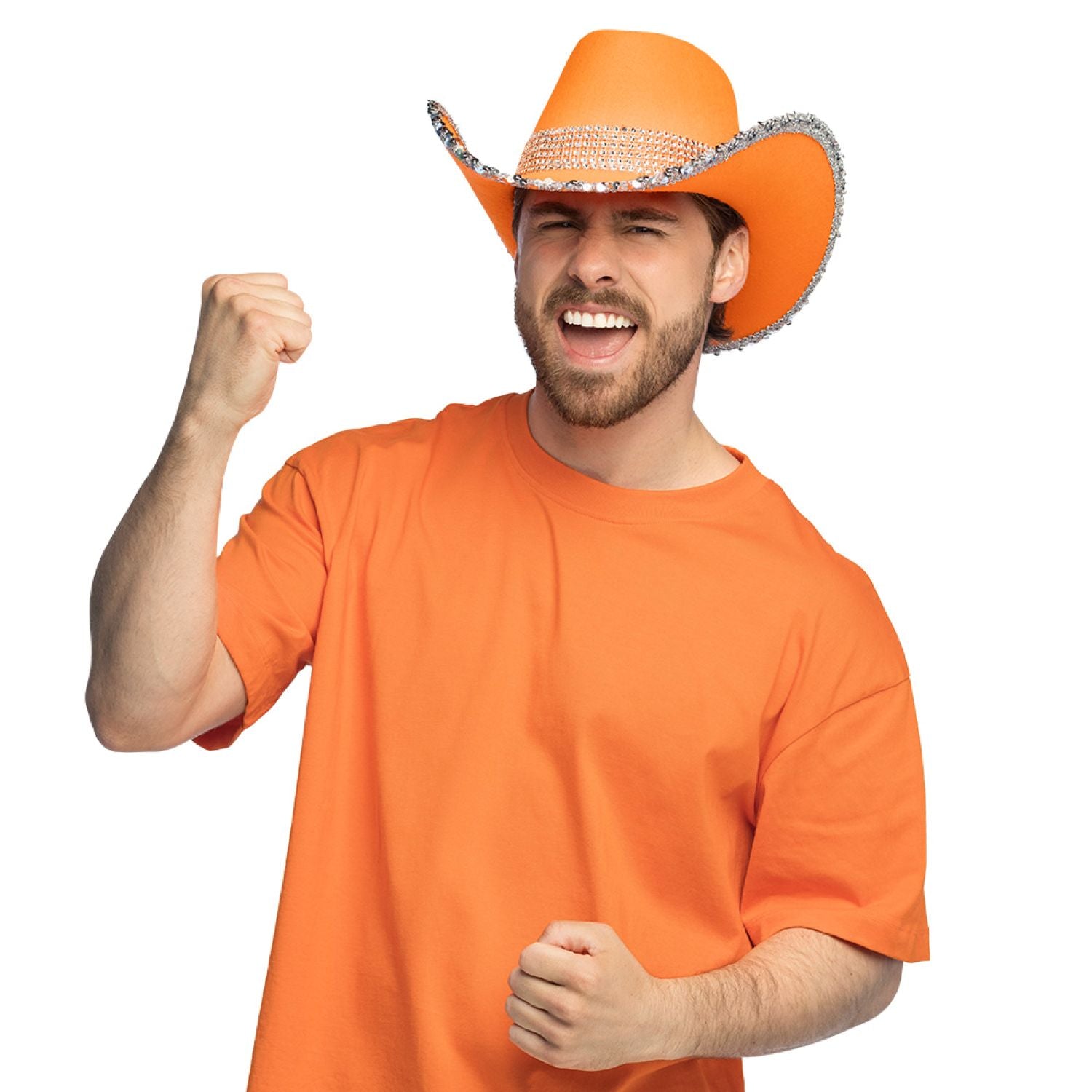 das-kost-mland-spark-cowboyhut-neon-orange-paillettenhut-58-cm image 3