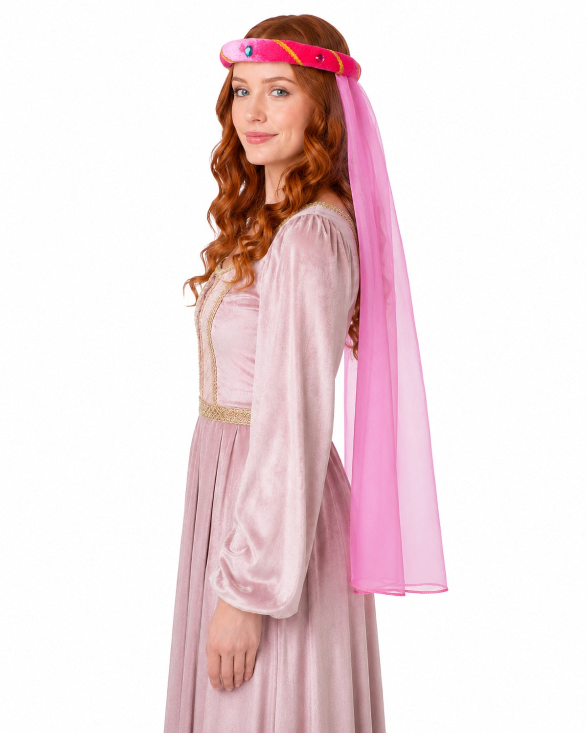 das-kost-mland-rosalin-mittelalter-haarband-schleier-haarreif-pink image 5