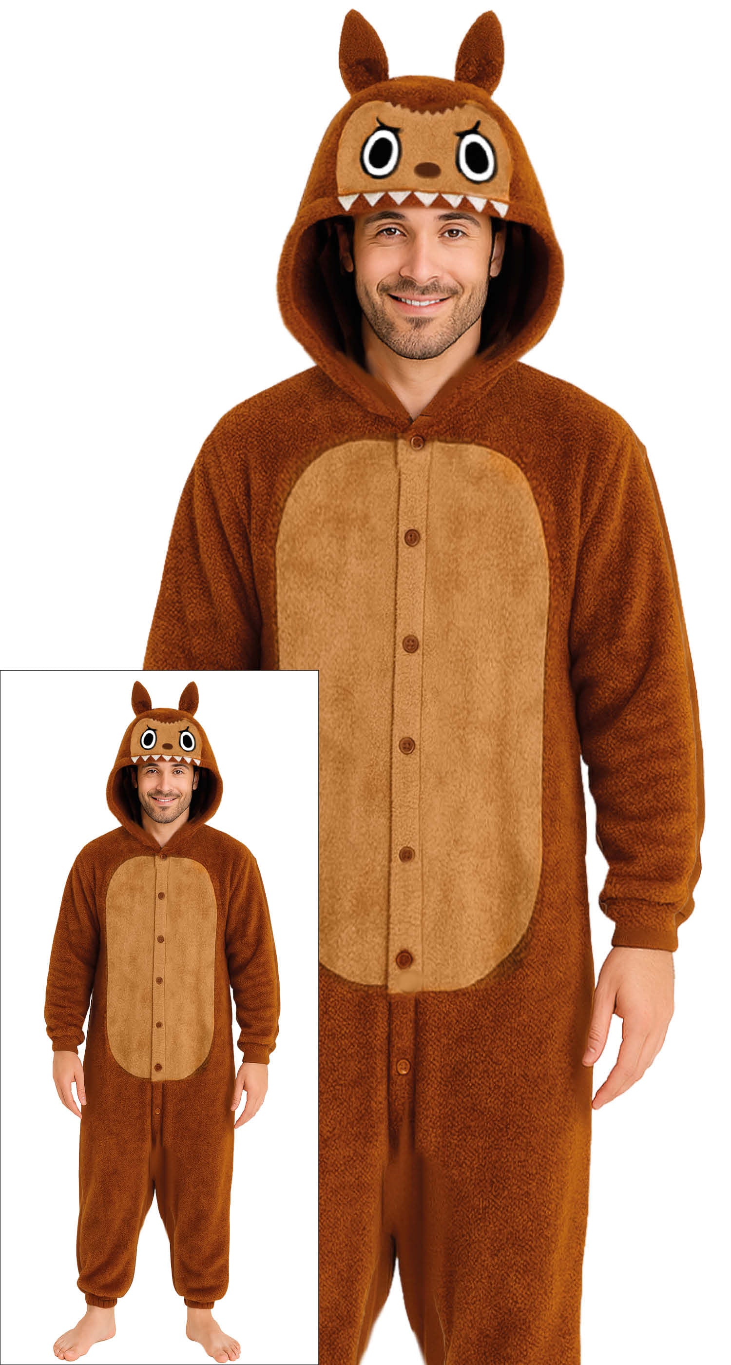 das-kost-mland-lulu-monster-pyjama-kost-m-herren-braun-gr-l image 1