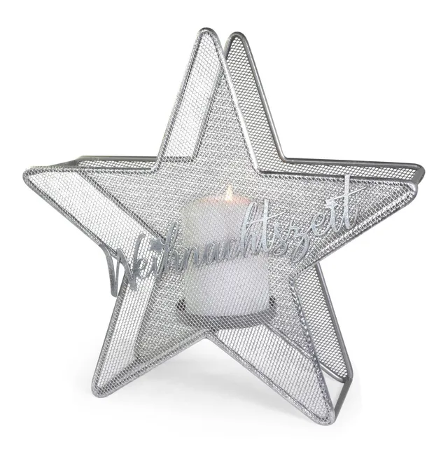 riffelmacher-weihnachtszeit-teelichthalter-stern-silber-metall image 1