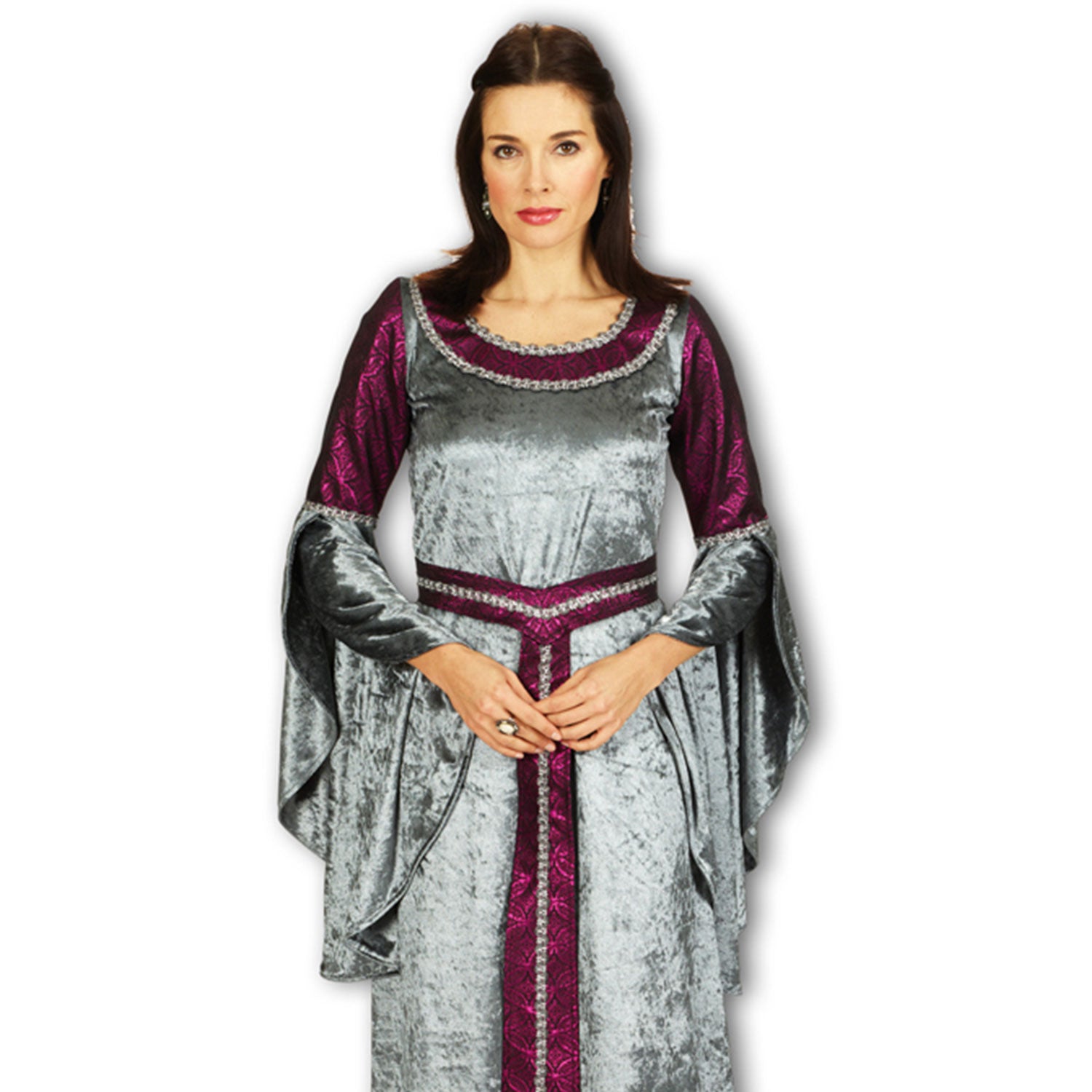 das-kost-mland-damen-hofdame-mittelalter-kost-m-silber-bordeaux-kleid image 2