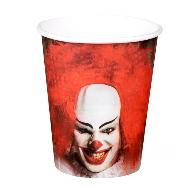 das-kost-mland-dekorationen-pappbecher-horror-clown-250ml-6st image 1