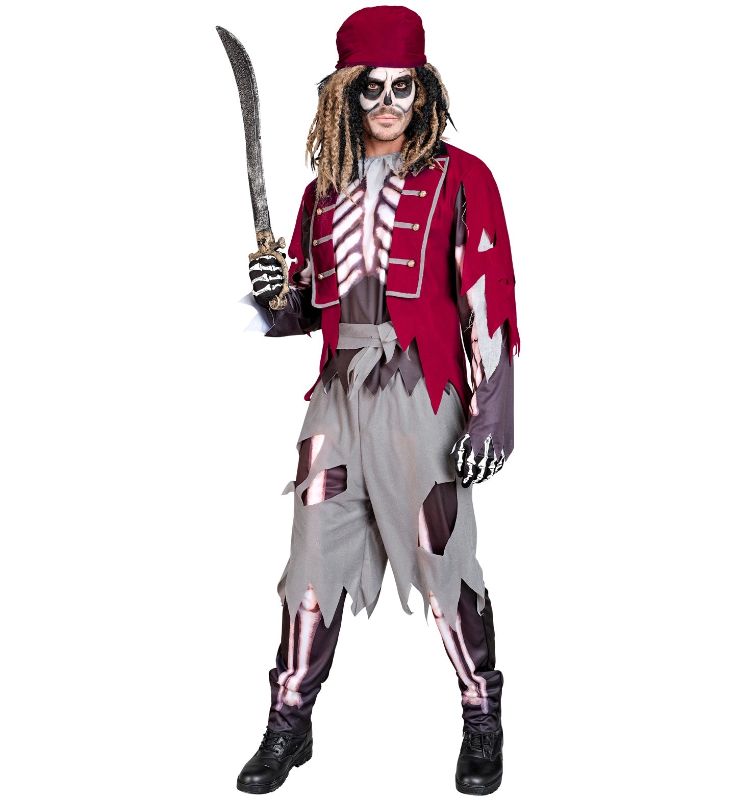 das-kost-mland-herren-skelett-pirat-kost-m-schwarz-rot-halloween image 2