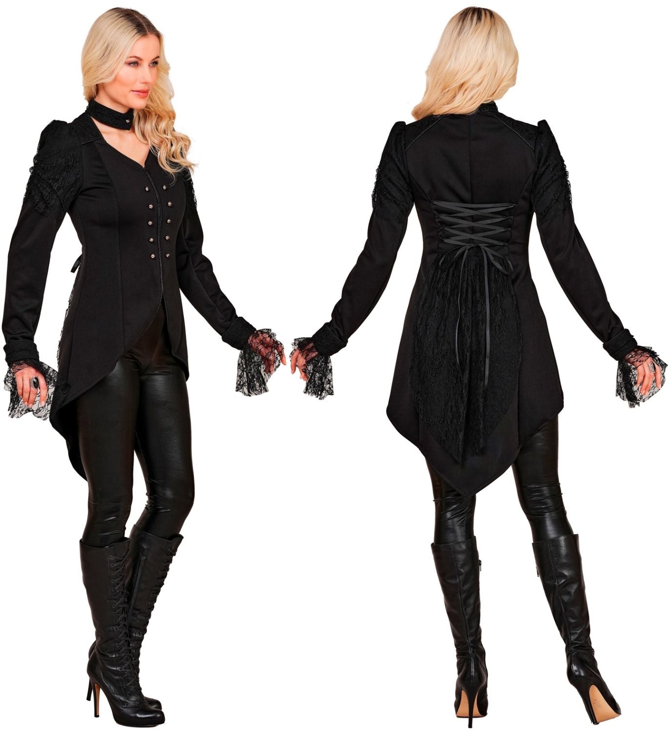 das-kost-mland-damen-gothic-frack-schwarz-karneval image 2