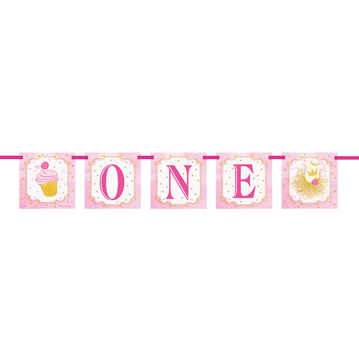 das-kost-mland-1st-birthday-folien-banner-one-pink-gold image 1