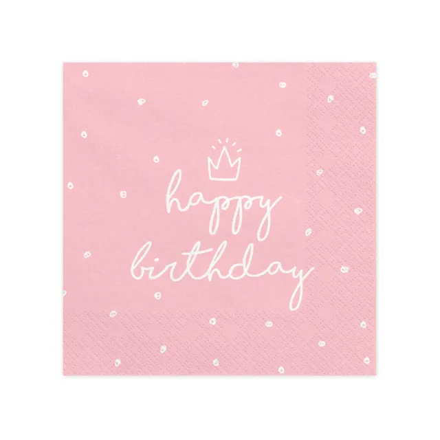 das-kost-mland-happy-birthday-servietten-33x33cm-rosa-20-st-ck image 1