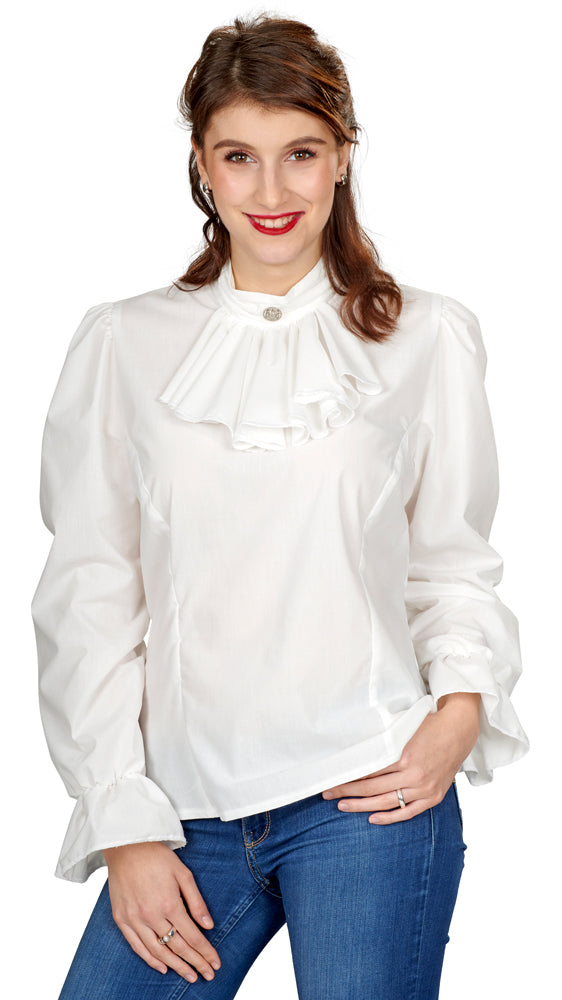 das-kost-mland-damen-jabot-bluse-r-schenbluse-ecru-mit-brosche image 1