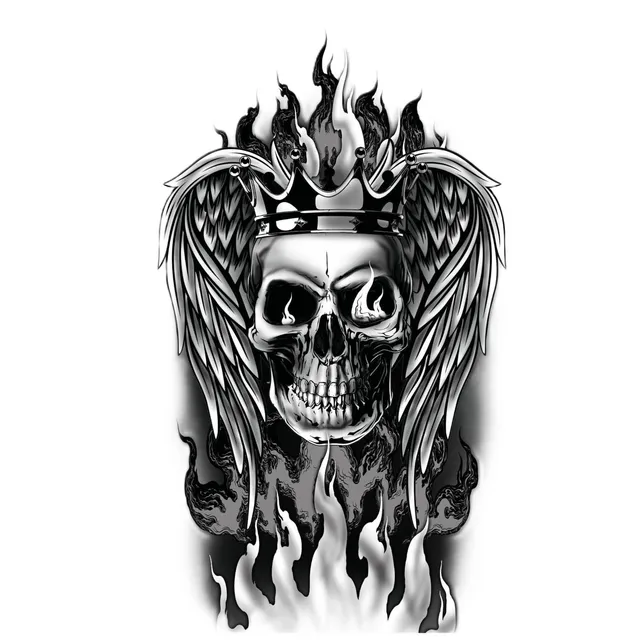 das-kost-mland-totenkopf-halloween-tattoo-14x30-cm-wasserfest image 1