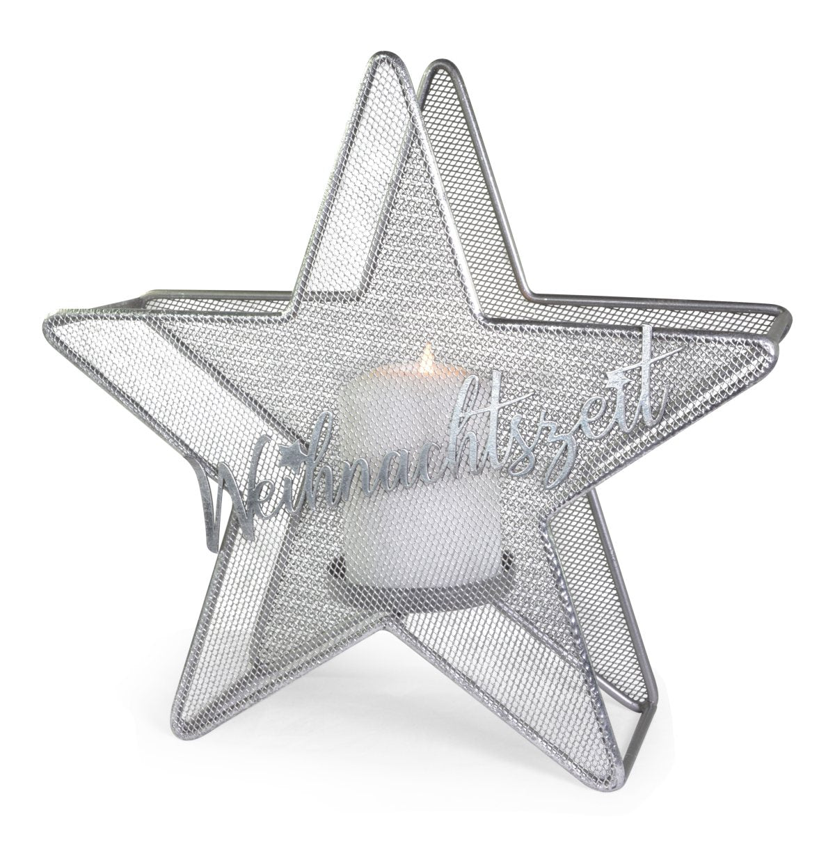riffelmacher-weihnachtszeit-teelichthalter-stern-silber-metall image 1