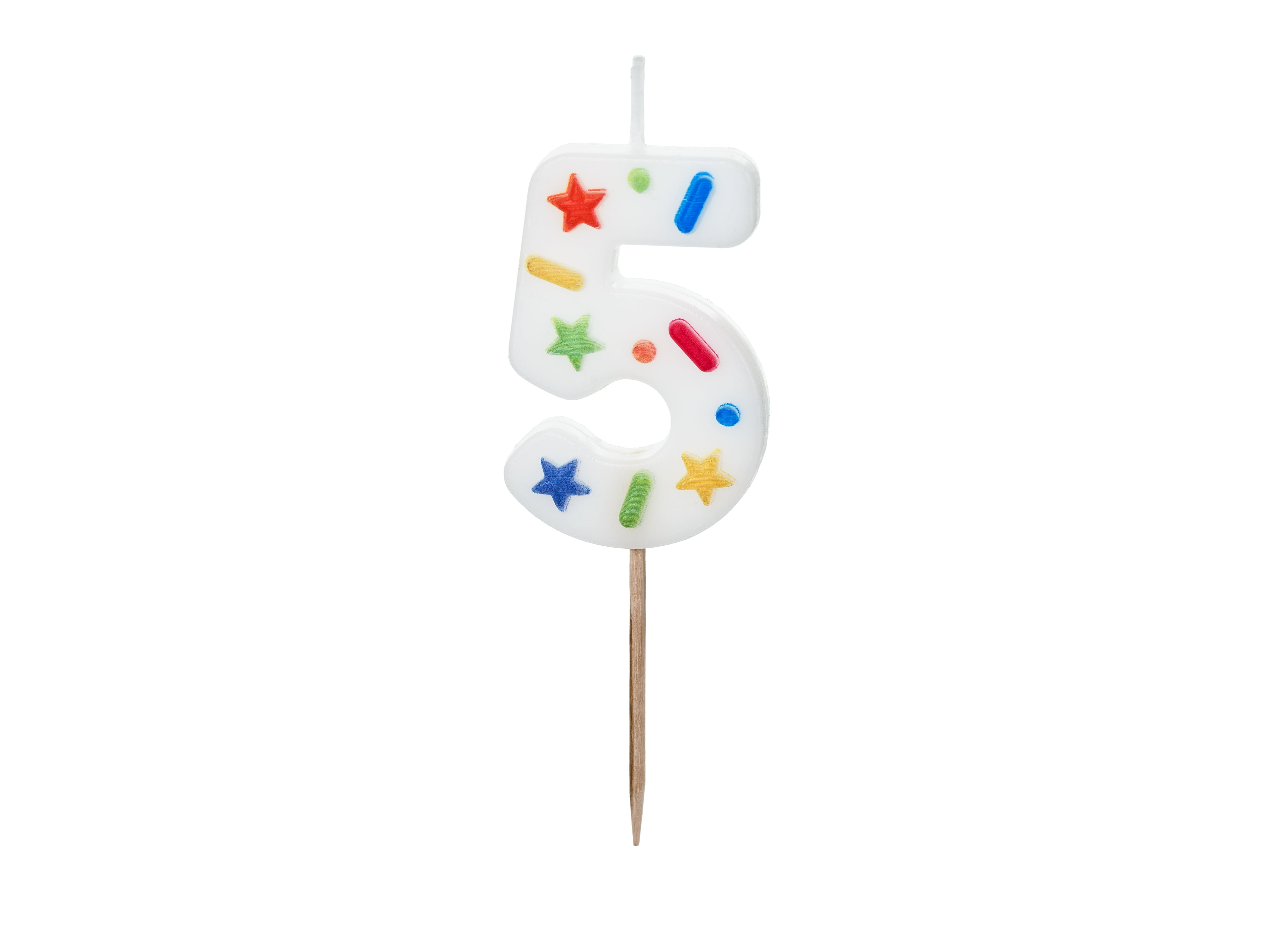 das-kost-mland-zahlenkerze-5-wei-konfetti-tortenkerze-5-5-cm image 1