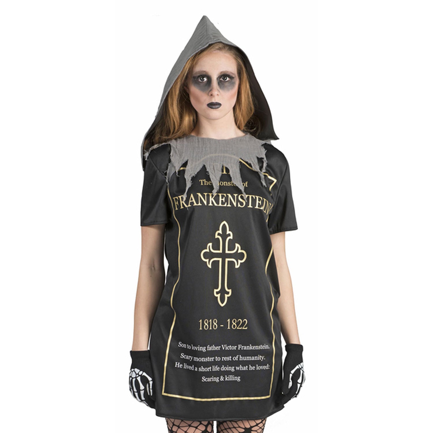 das-kost-mland-damen-grabstein-tammy-kleid-schwarz-mit-kapuze image 2