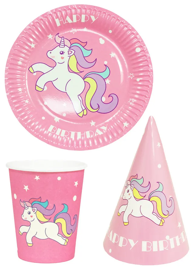 das-kost-mland-einhorn-partygeschirr-rosa-10er-set-pappbecher image 1