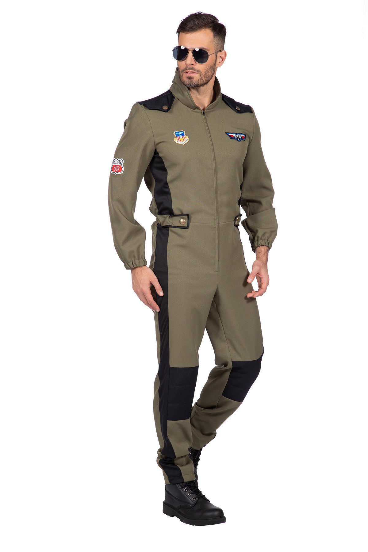 das-kost-mland-herren-top-pilot-kost-m-flieger-overall-olivgr-n image 2
