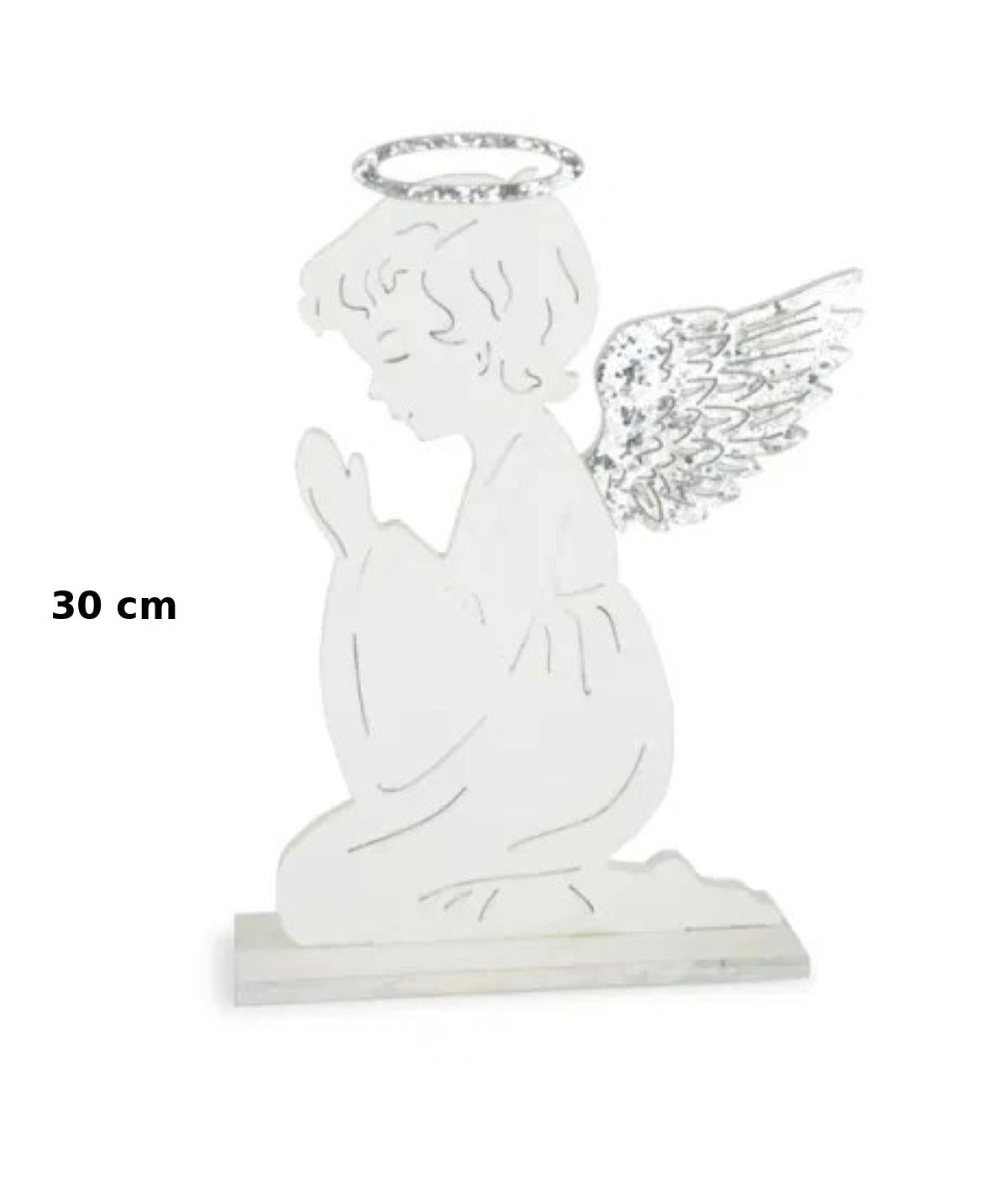 deko-engel-kniend-betend-30cm-holz-wei-silber-70104 image 2