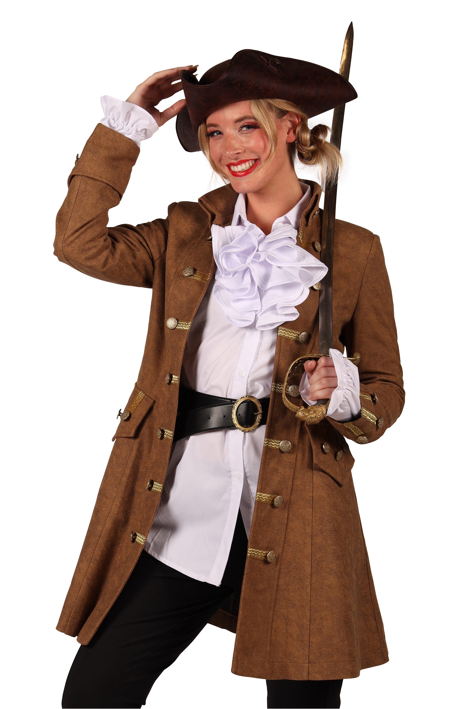 das-kost-mland-damen-piratin-mantel-anne-bonny-braun-gr-m image 3