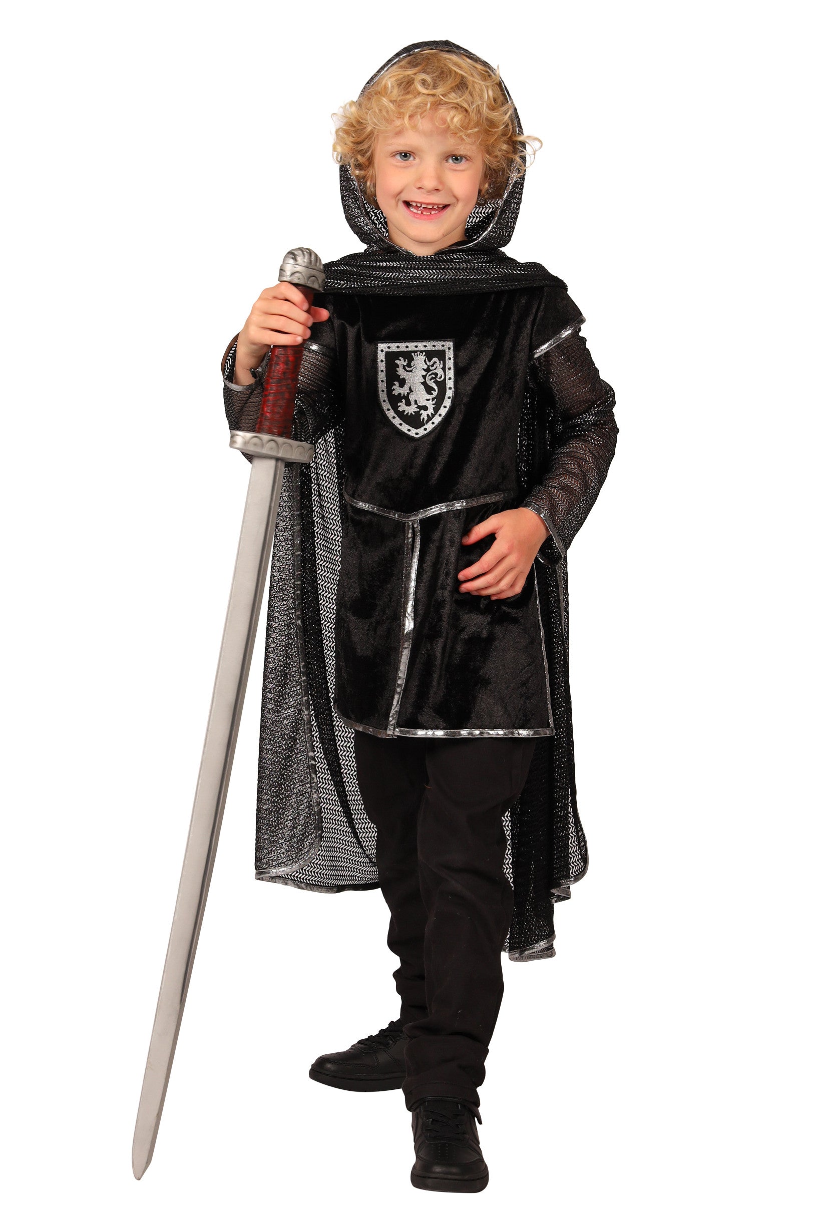 das-kost-mland-jungen-ritter-dragonfighter-kost-m-schwarz-silber-116-128 image 3