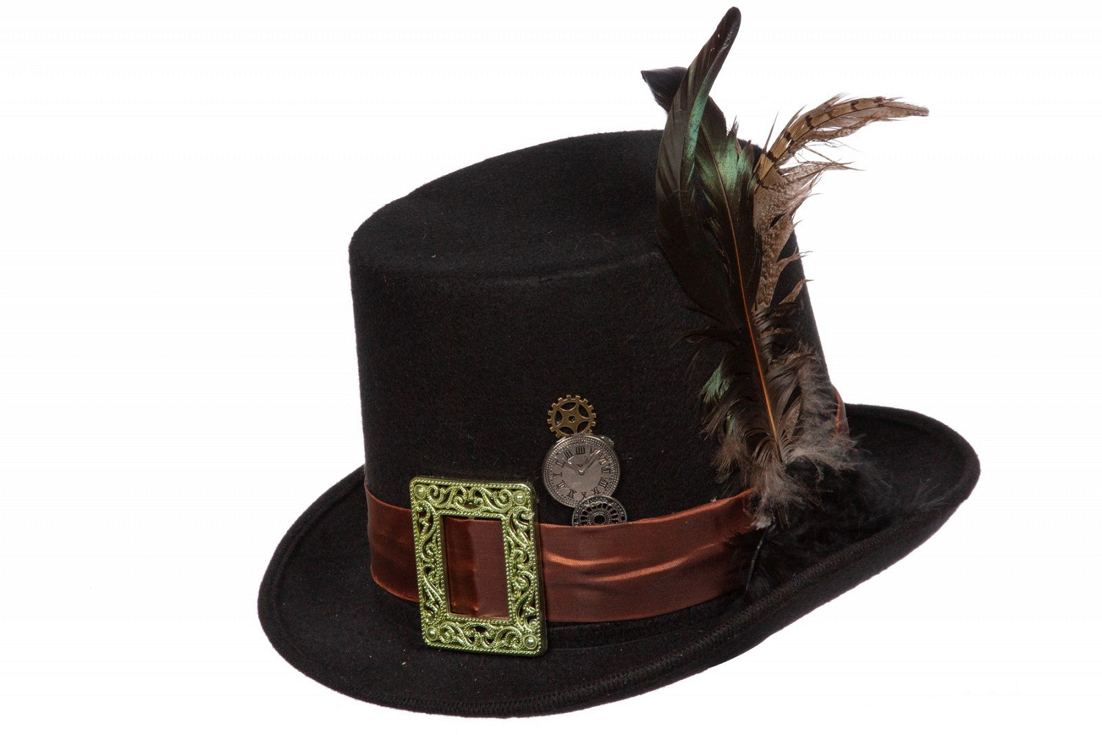 das-kost-mland-accessoires-steampunk-zylinder-schwarz-federn-hut image 1