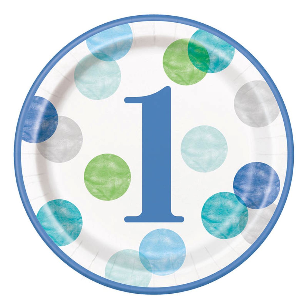 das-kost-mland-dots-blau-pappteller-23cm-8-st-ck-1st-birthday image 1