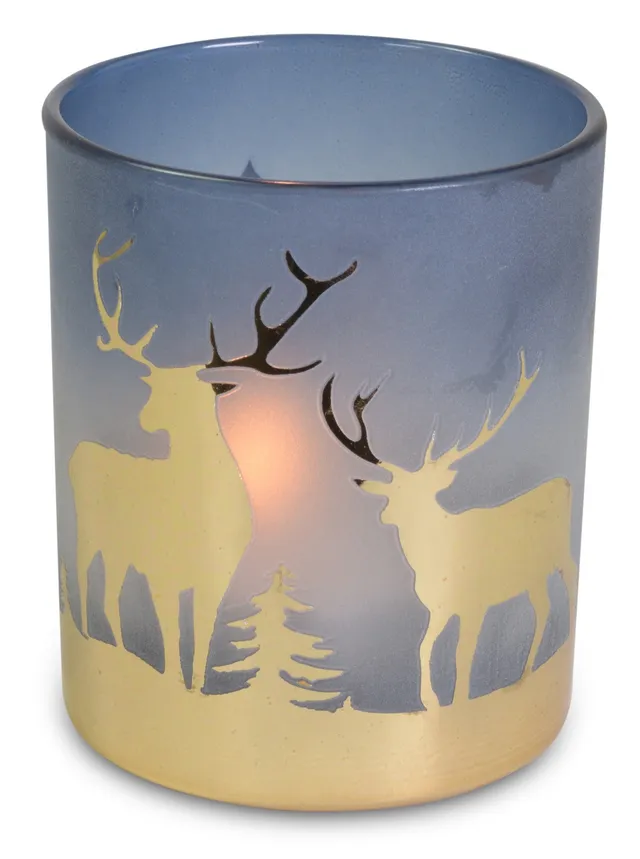riffelmacher-hirsch-kerzenglas-blau-gold-glas-7x8-cm image 1