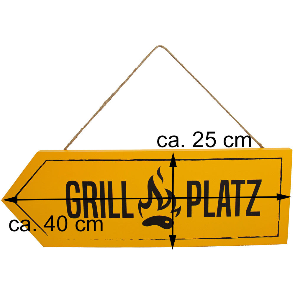 riffelmacher-holz-dekoschild-grillplatz-gelb-08528-gartendeko image 2