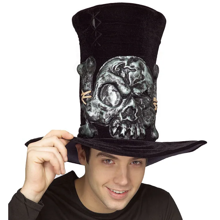 das-kost-mland-accessoires-zylinder-gothic-hut-silber-schwarz image 1