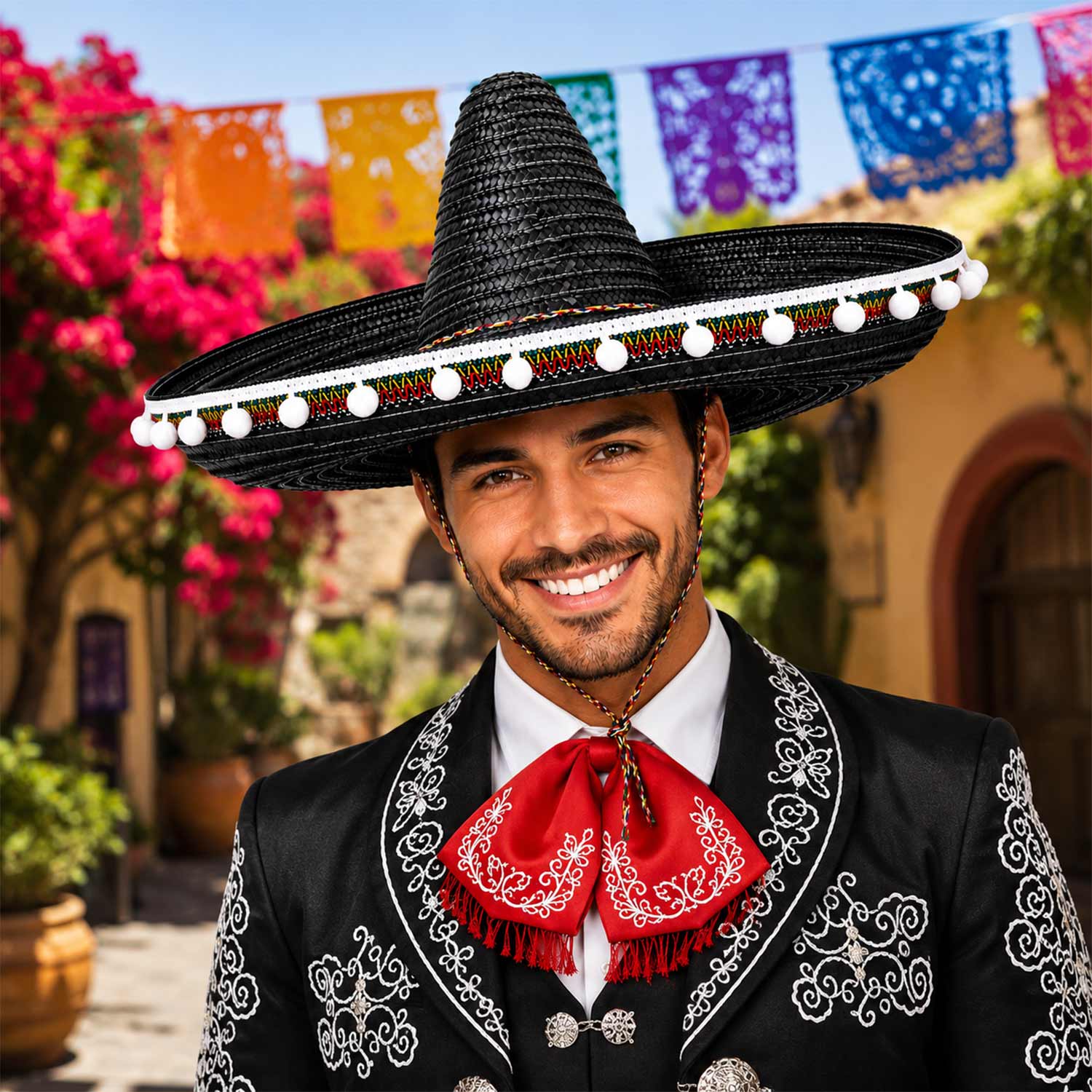 das-kost-mland-mexikaner-sombrero-mit-troddeln-60cm-hut-schwarz image 4