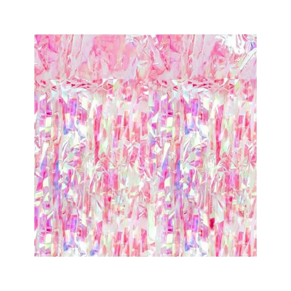 das-kost-mland-dekorationen-lametta-t-rvorhang-100x200-cm-pink-irisierend image 1