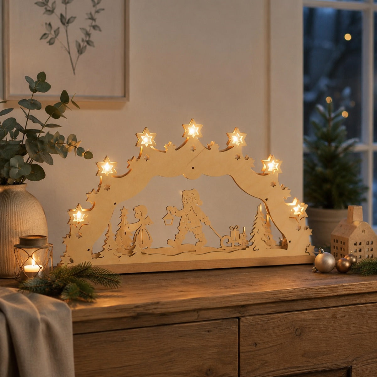 original-erzgebirge-lichterbogen-weihnachtsmann-engel-55cm image 4